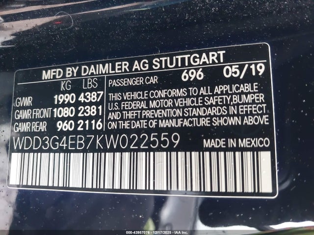 Mercedes-Benz A 220 2019 WDD3G4EB7KW022559 Image 9