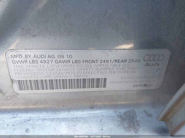 2011 AUDI A4 WAUFFAFL0BN023913 Photo 8