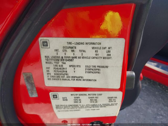 1999 CHEVROLET CORVETTE 1G1YY22G1X5104567 Photo 8