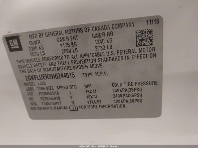 2GKFLUEK9H6244515 GMC Terrain Slt