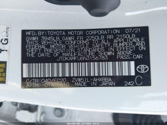 2022 TOYOTA PRIUS JTDKAMFU6N3156783 Photo 8
