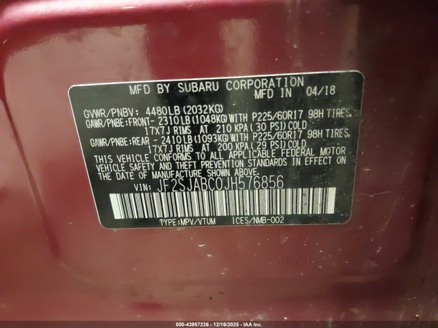 JF2SJABC0JH576856 Subaru Forester 2.5i