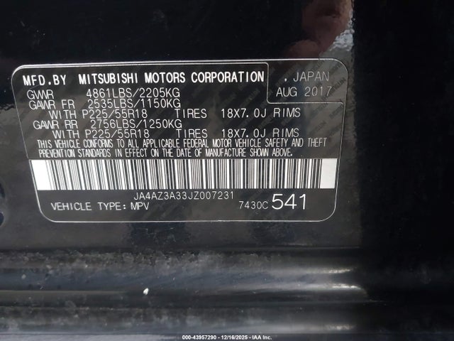 2018 MITSUBISHI OUTLANDER JA4AZ3A33JZ007231 Photo 8