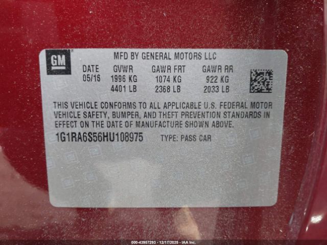 2017 CHEVROLET VOLT 1G1RA6S56HU108975 Photo 8