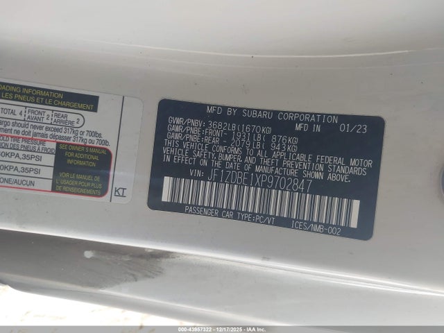 Subaru Brz Limited 2023 JF1ZDBE1XP9702847 Image 9