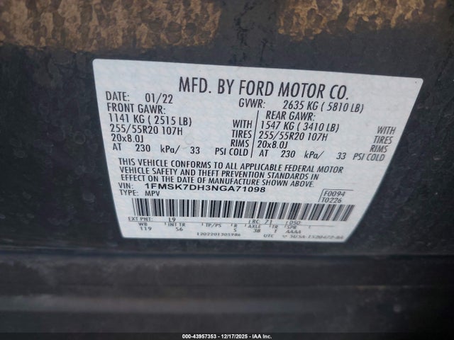 2022 FORD EXPLORER 1FMSK7DH3NGA71098 Photo 8