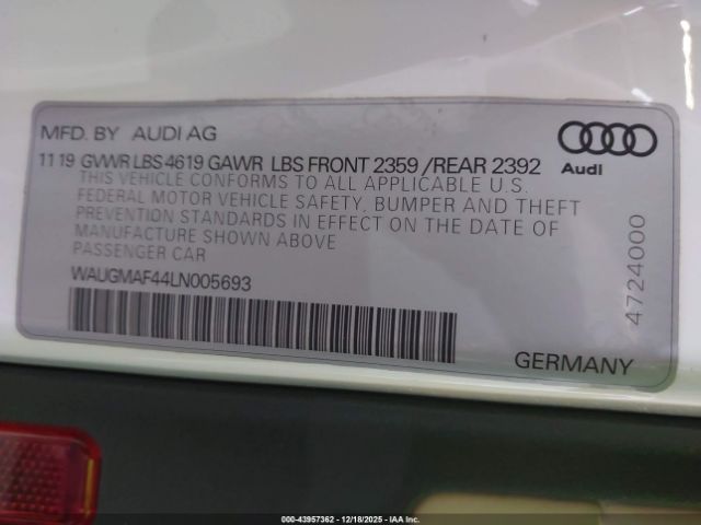 2020 AUDI A4 WAUGMAF44LN005693 Photo 8