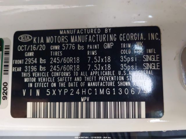 2021 KIA TELLURIDE 5XYP24HC1MG130674 Photo 8