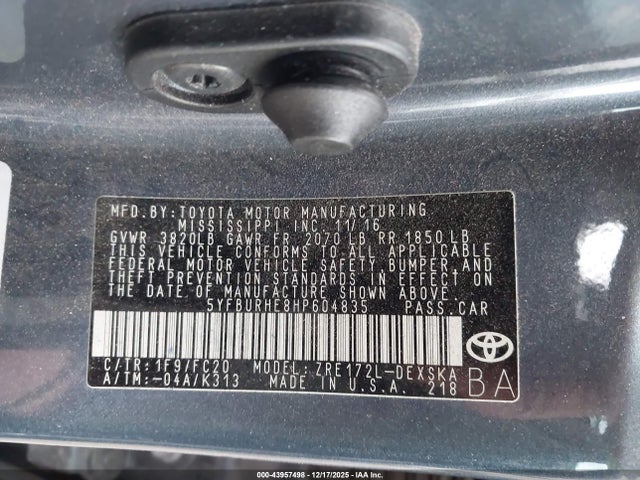 Toyota COROLLA SE 2017 5YFBURHE8HP604835 Image 9