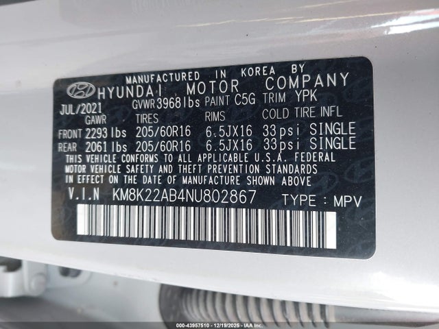 2022 HYUNDAI KONA KM8K22AB4NU802867 Photo 8