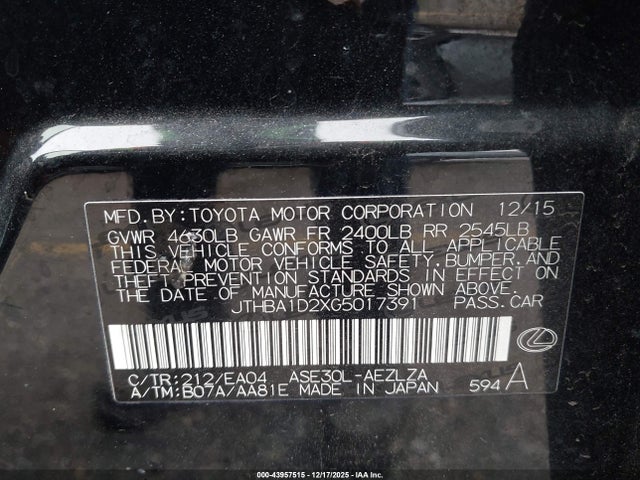 2016 LEXUS IS 200T JTHBA1D2XG5017391 Photo 8