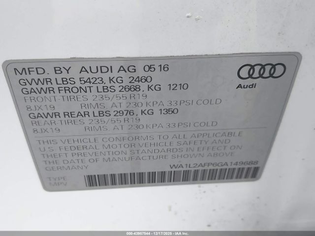 2016 AUDI Q5 WA1L2AFP6GA149688 Photo 8