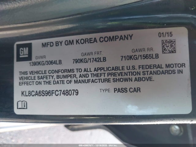 KL8CA6S96FC748079 Chevrolet Spark Ls Manual