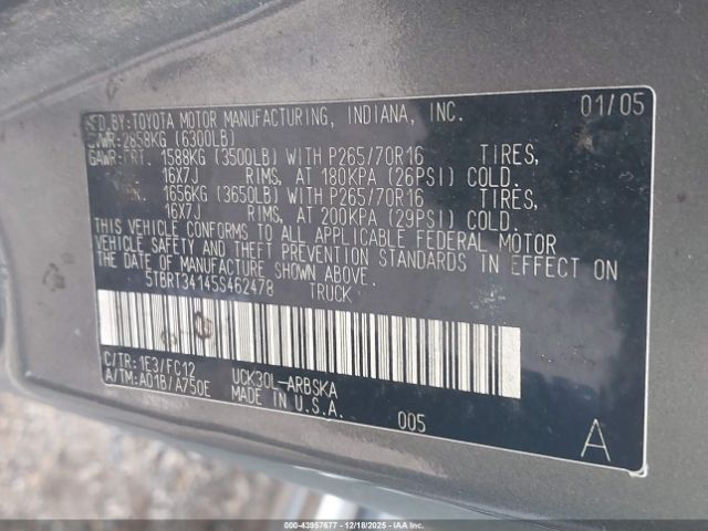 2005 TOYOTA TUNDRA 5TBRT34145S462478 Photo 8