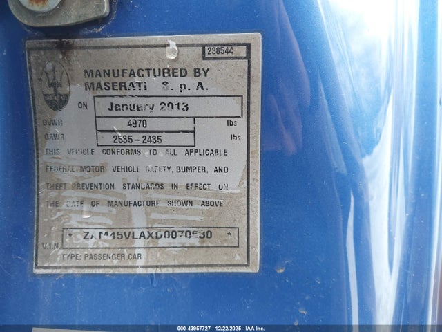 2013 MASERATI GRANTURISMO ZAM45VLAXD0070630 Photo 8