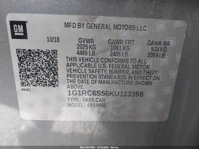 1G1RC6S56KU113398 Chevrolet VOLT LT