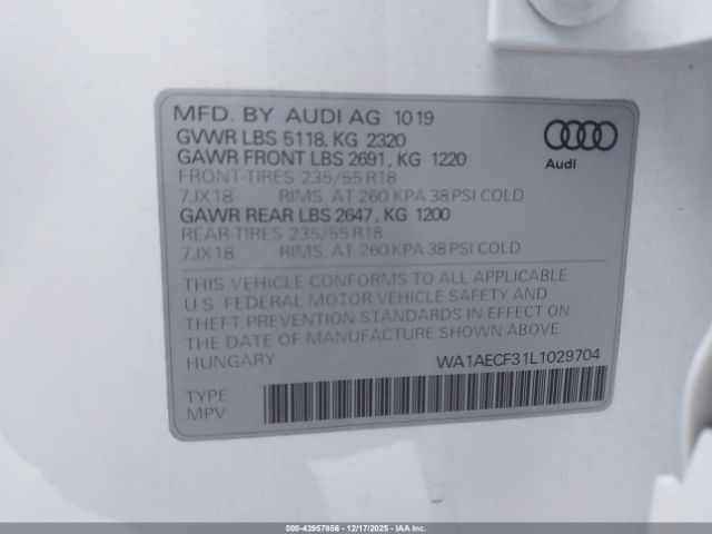 2020 AUDI Q3 WA1AECF31L1029704 Photo 8