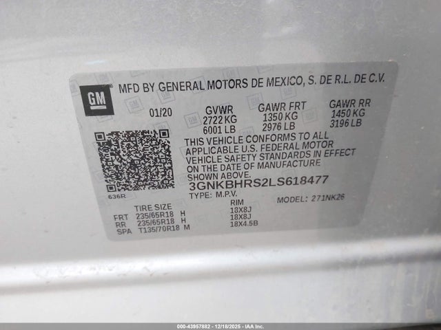 3GNKBHRS2LS618477 Chevrolet Blazer Awd 2lt