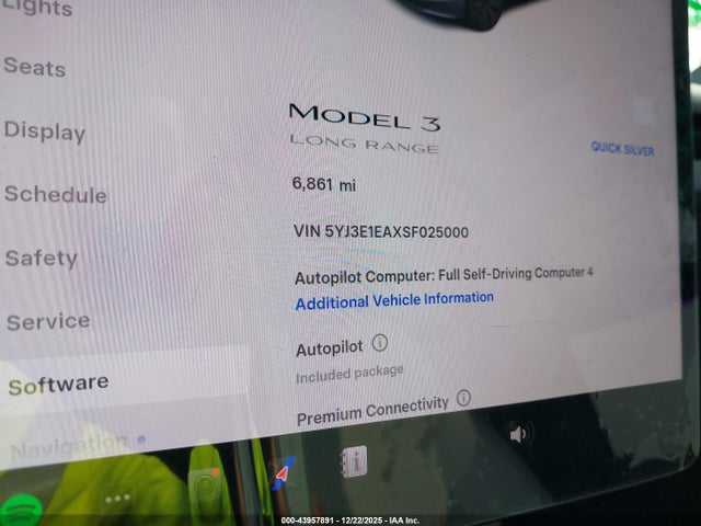 2025 TESLA MODEL 3 5YJ3E1EAXSF025000 Photo 6