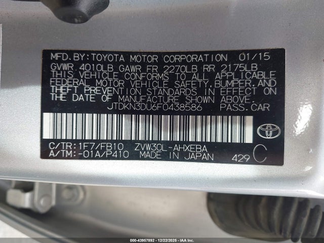 Toyota Prius 2015 JTDKN3DU6F0438586 Image 22