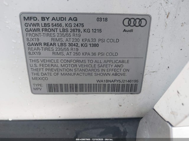 2018 AUDI Q5 WA1BNAFY5J2146195 Photo 8