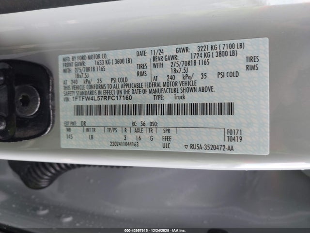 Ford F-150 Tremor 2024 1FTFW4L57RFC17160 Image 9