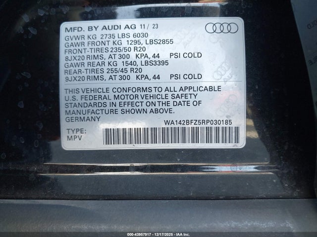 2024 AUDI Q4 SPORTBACK E-TRON WA142BFZ5RP030185 Photo 8