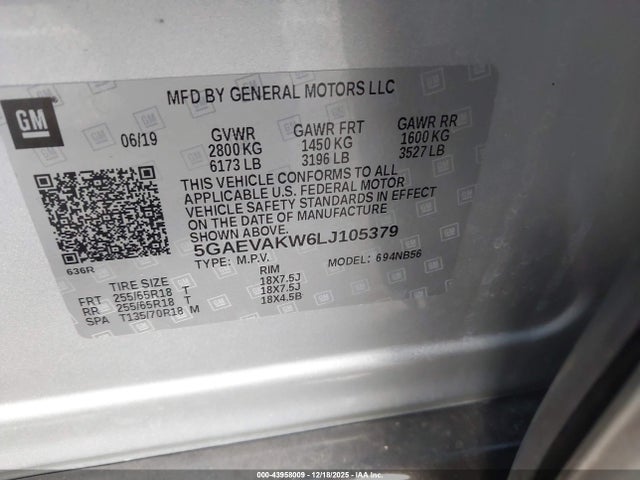 5GAEVAKW6LJ105379 Buick Enclave Awd Essence