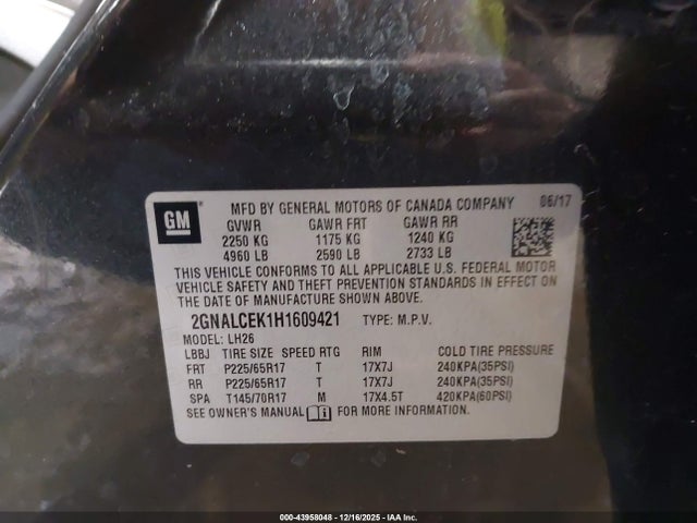 2GNALCEK1H1609421 Chevrolet EQUINOX LT
