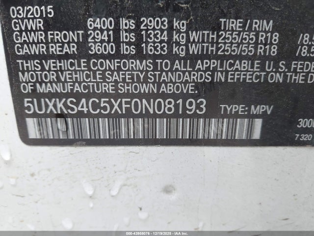 5UXKS4C5XF0N08193 BMW X5 Xdrive35d
