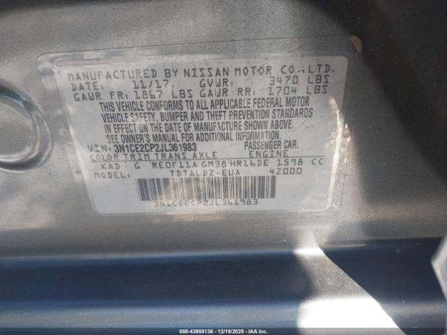2018 NISSAN VERSA NOTE 3N1CE2CP2JL361983 Photo 8