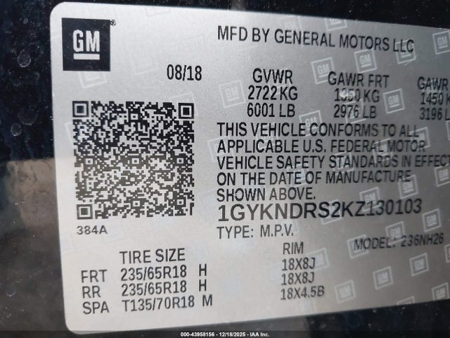 2019 CADILLAC XT5 1GYKNDRS2KZ130103 Photo 8