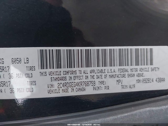 Dodge Grand Caravan Gt 2019 2C4RDGEG4KR768759 Image 9
