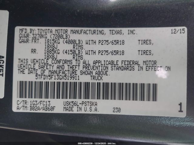 2016 TOYOTA TUNDRA 5TFDY5F13GX519911 Photo 8