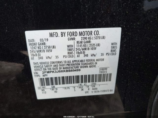 2019 FORD EDGE 2FMPK3J9XKBB89499 Photo 8