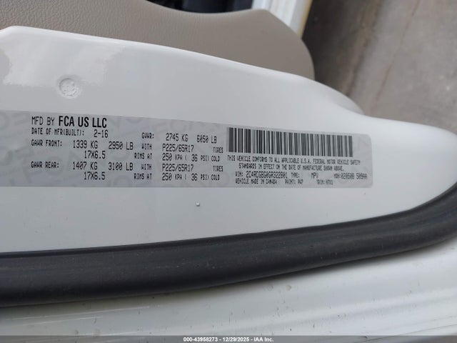 Aukcja sprzedaży 2016 Dodge Grand Caravan Se, vin: 2C4RDGBG0GR322801, numer aukcji: 43958273