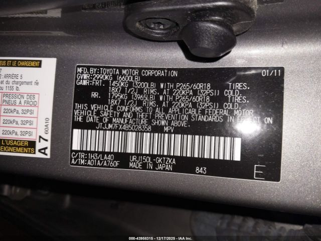 2011 LEXUS GX 460 JTJJM7FX4B5028358 Photo 8