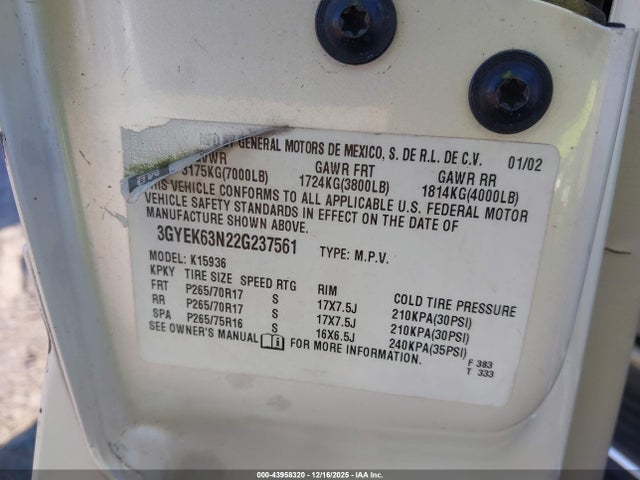 2002 CADILLAC ESCALADE EXT 3GYEK63N22G237561 Photo 8