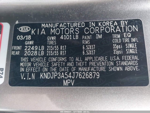 KIA SOUL + 2018 KNDJP3A54J7626879 Image 9