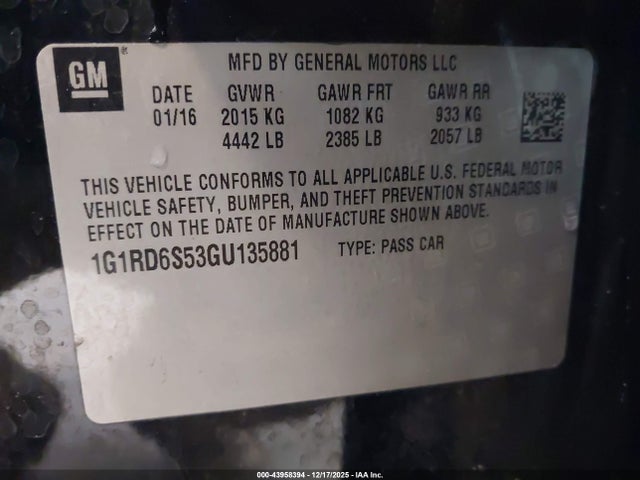 1G1RD6S53GU135881 Chevrolet Volt Premier