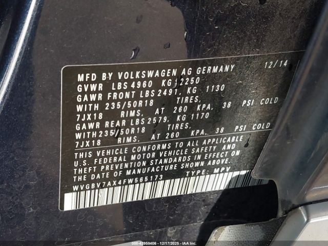 2015 VOLKSWAGEN TIGUAN WVGBV7AX4FW565173 Photo 8