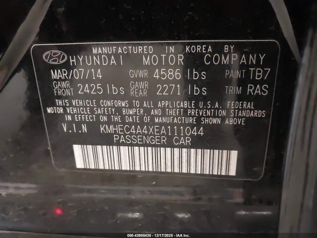 Hyundai Sonata Hybrid Limited 2014 KMHEC4A4XEA111044 Image 9