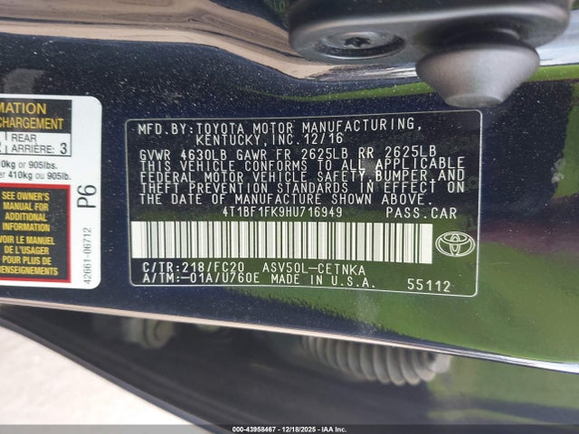 Toyota CAMRY LE 2017 4T1BF1FK9HU716949 Image 9