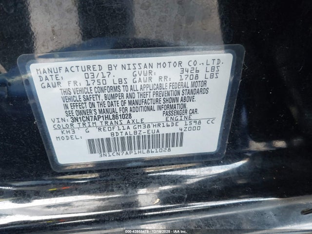 Nissan Versa 1.6 Sv 2017 3N1CN7AP1HL861028 Image 9