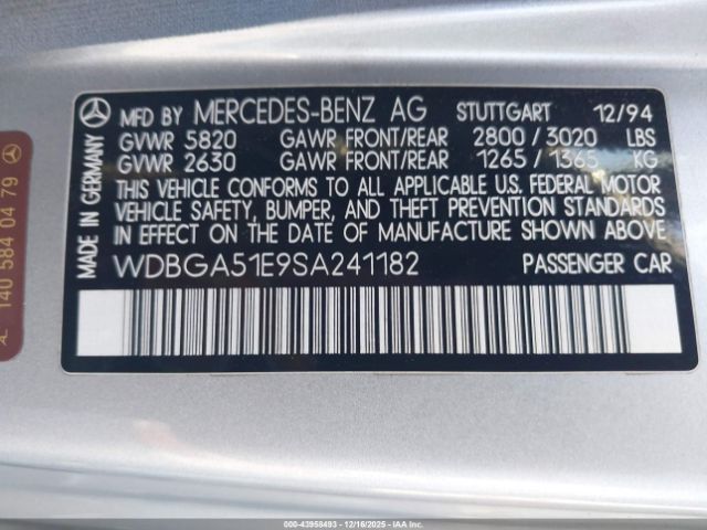 1995 MERCEDES-BENZ S WDBGA51E9SA241182 Photo 8
