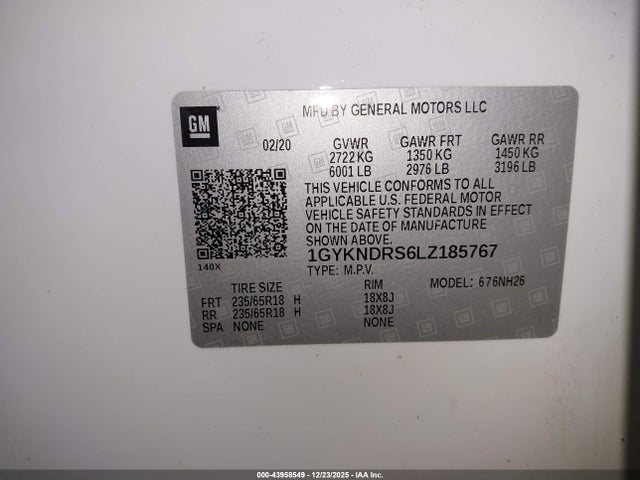 2020 CADILLAC XT5 1GYKNDRS6LZ185767 Photo 8