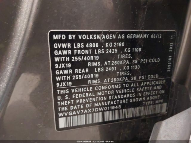 2013 VOLKSWAGEN TIGUAN WVGAV7AX7DW011943 Photo 8