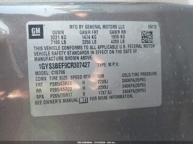 2012 CADILLAC ESCALADE 1GYS3BEF9CR307427 Photo 8