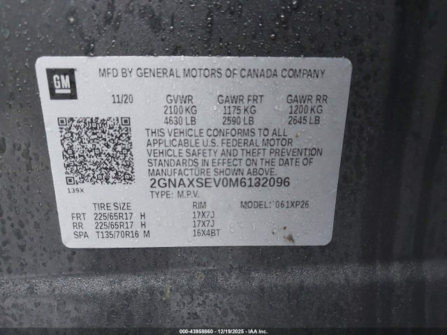 Chevrolet Equinox Awd Ls 2021 2GNAXSEV0M6132096 Image 9