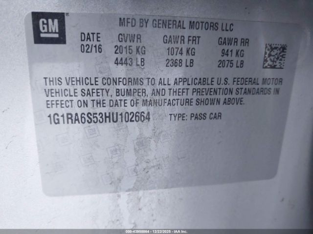 2017 CHEVROLET VOLT 1G1RA6S53HU102664 Photo 8
